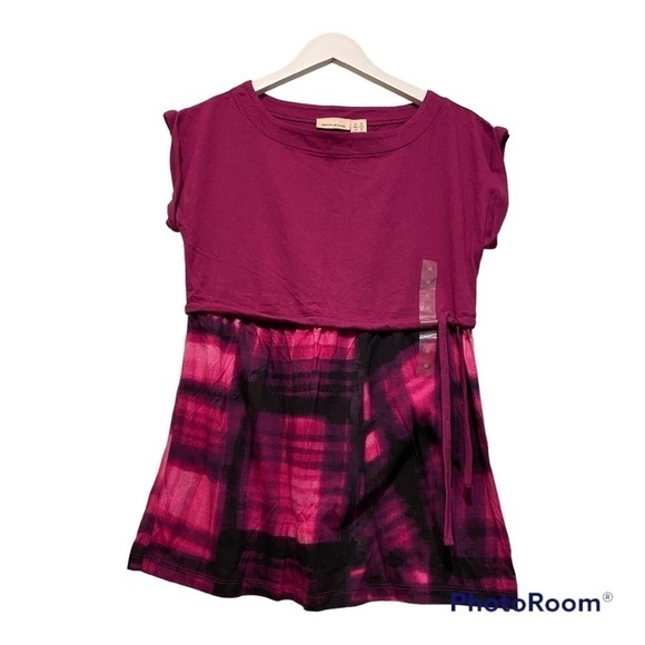 Dkny Tops - DKNY jeans pink tie-dye drawstring clenched waist Short Sleeve Shirt | XS